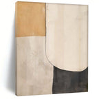 Beige, White, and Black Geometric Shapes "Minimalist Harmony" Abstract Geometric Painting On Canvas PS1044