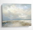 Soft Cloudy Seaside in Pastels - Impressionistic Seascape Painting On Canvas DKS322