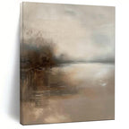 “Muted Gray - Brown Landscape Haze” - Atmospheric Abstract Painting On Canvas PT1874
