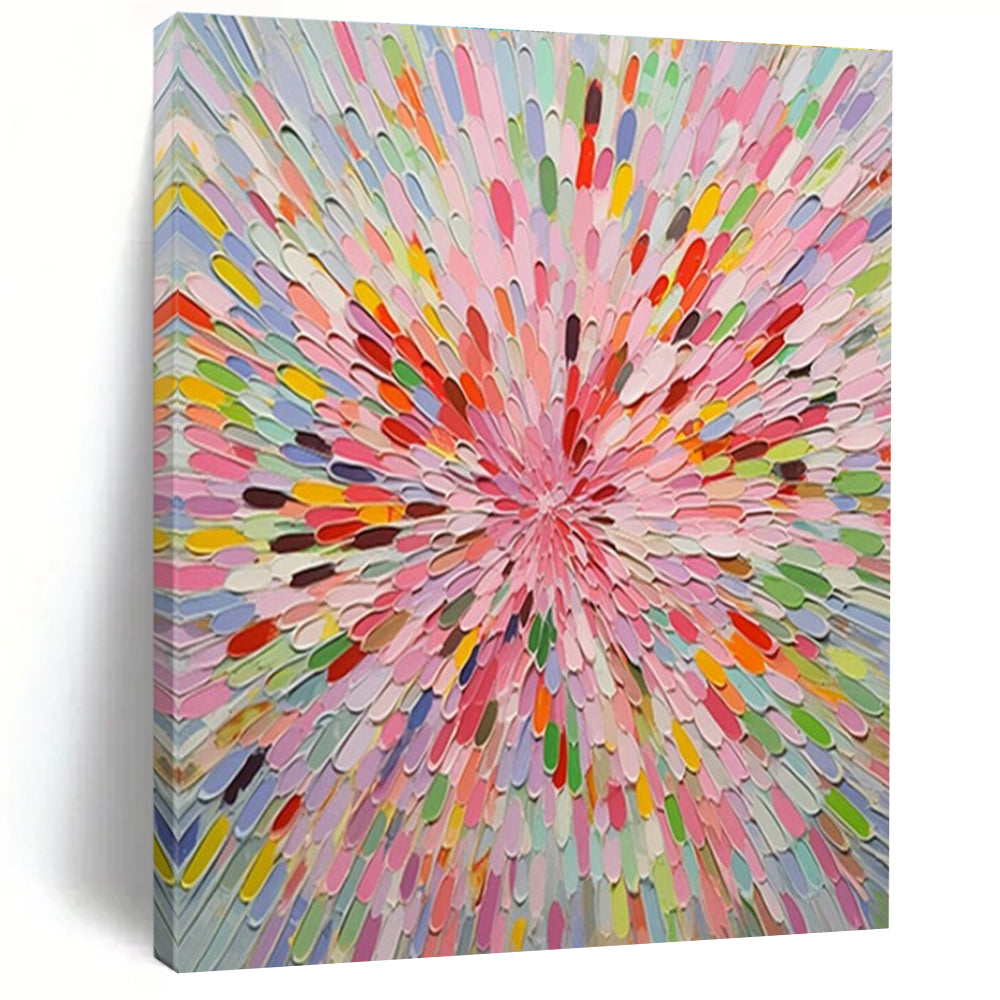 “Colorful Petal Burst” - Multicolor Abstract Floral Painting On Canvas PS0693