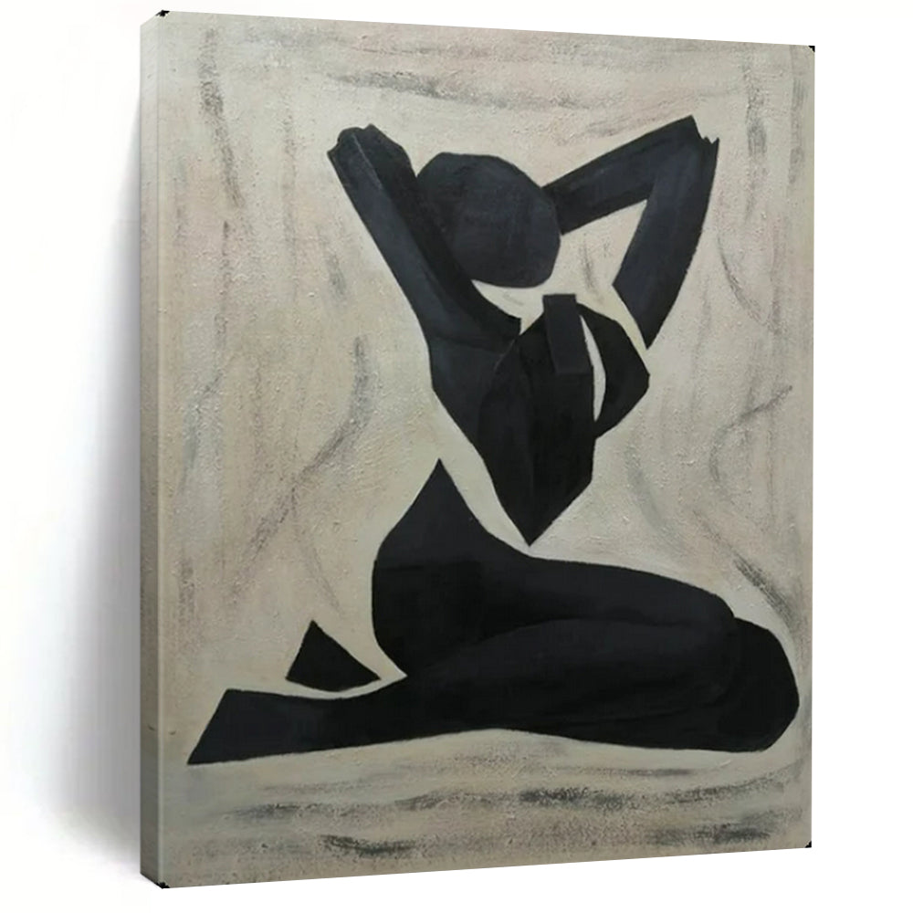 “Black Abstract Figure” - Geometric Acrylic Painting On Canvas PT2164