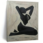 “Black Abstract Figure” - Geometric Acrylic Painting On Canvas PT2164