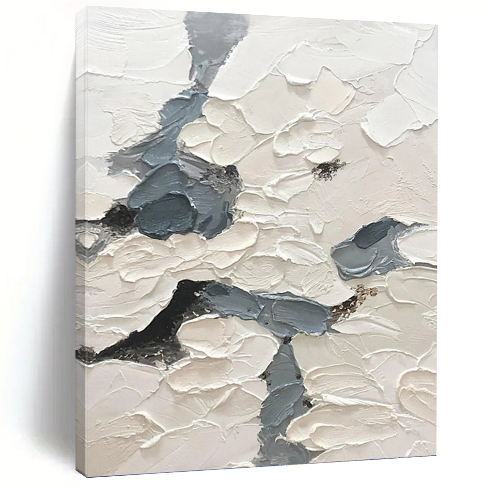 “White - Grey Textured Abstraction” - Impasto Abstract Painting On Canvas PT1165
