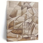 “Brown Cubist Structure” - Brown, Beige Cubist Abstract Painting On Canvas PS0400