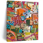 “Colorful Patchwork Abstract” - Quirky Abstract Painting On Canvas DS293