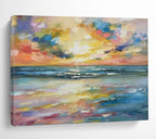 “Vibrant Sunset Beach” - Impressionist Maritime - Painting On Canvas PT1748