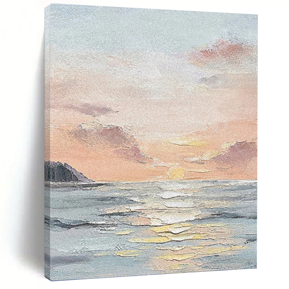 “Pastel Sky and Sea Landscape” - Impressionist - Style Painting On Canvas PT1144