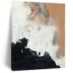 Black, White, Orange and Beige with Dynamic Textures "Fiery Dawn" Abstract Painting On Canvas PS1153