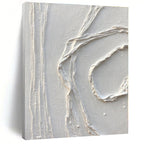 White with Curved Textures "White Swirls" Abstract Painting On Canvas PS1348