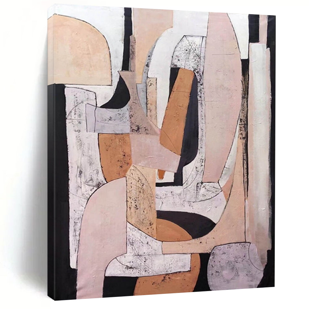 “Neutral Tones Geometric Abstract” - Earthy Shapes in a Modern Composition Painting On Canvas DS252