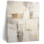 “Neutral - Toned Grid Abstract” - Minimalist Abstract Painting On Canvas PT1255