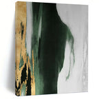 “Green - Grey - Gold Abstract Blend” - Abstract Expressionist Painting On Canvas PT1204