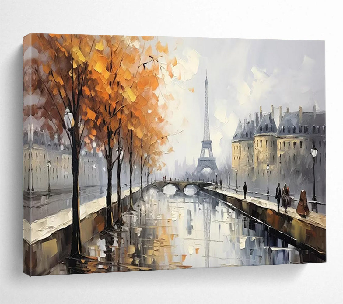 “Autumn Paris Scene” - Impressionistic Landscape Painting On Canvas PT171