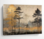 “Golden Trees in Gray Landscape” - Contemporary Landscape Painting On Canvas PT106