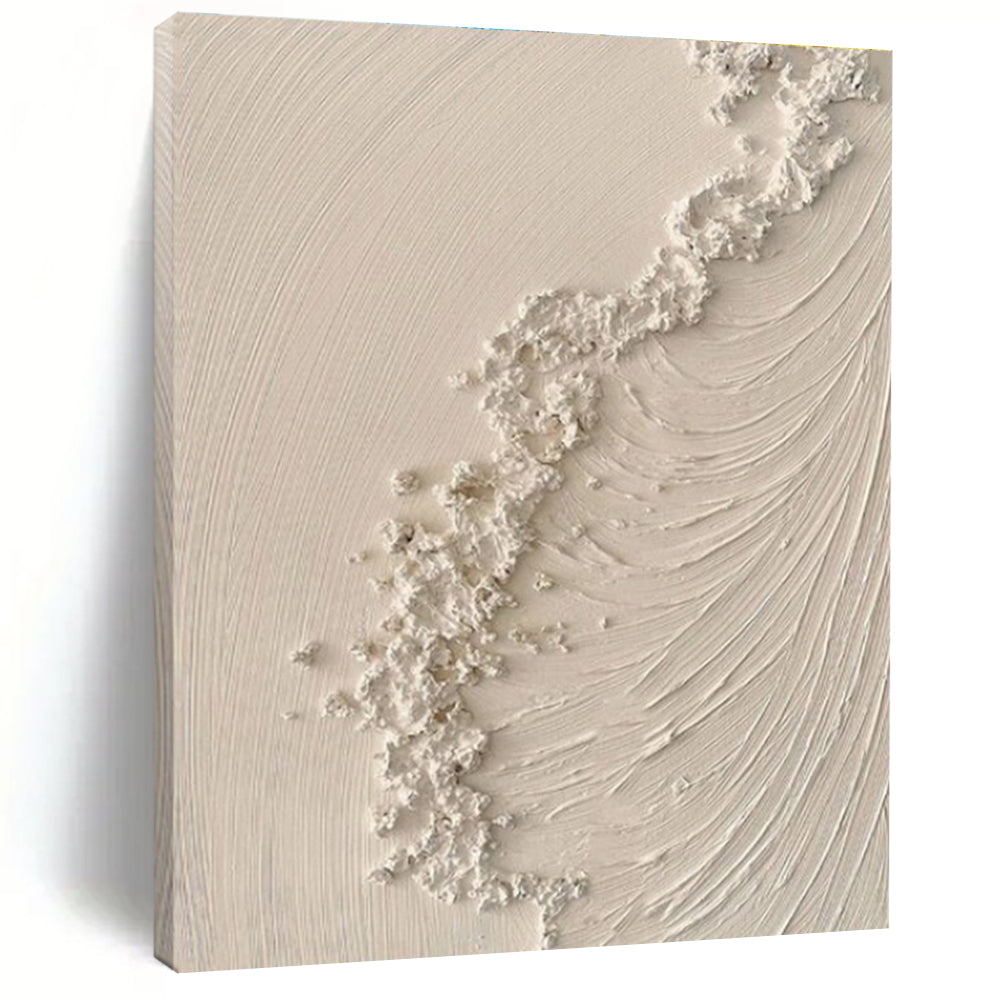 “Textured White Wave” - White Abstract Minimalist Painting On Canvas PS0681