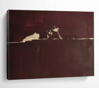 Burgundy and Beige Abstract Silhouette Minimalist Abstract Painting On Canvas DKS141