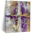 Purple & Gold Abstract Fusion "Ethereal Cross" Painting On Canvas PS0844