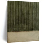 Green, Beige with Vertical & Horizontal Textures "Nature’s Divide" Abstract Painting On Canvas PS1382