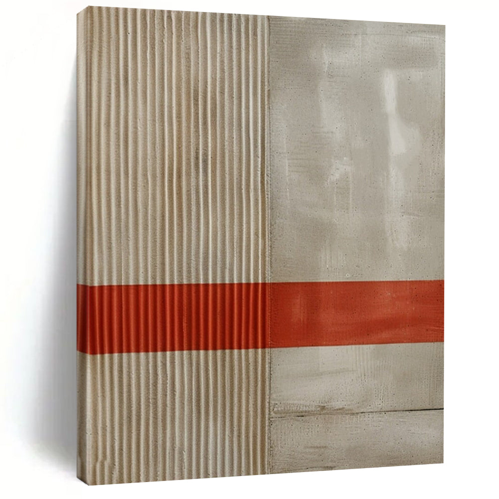 “Beige - Gray Minimalist Lines” - Minimalist Abstract Painting On Canvas DS007