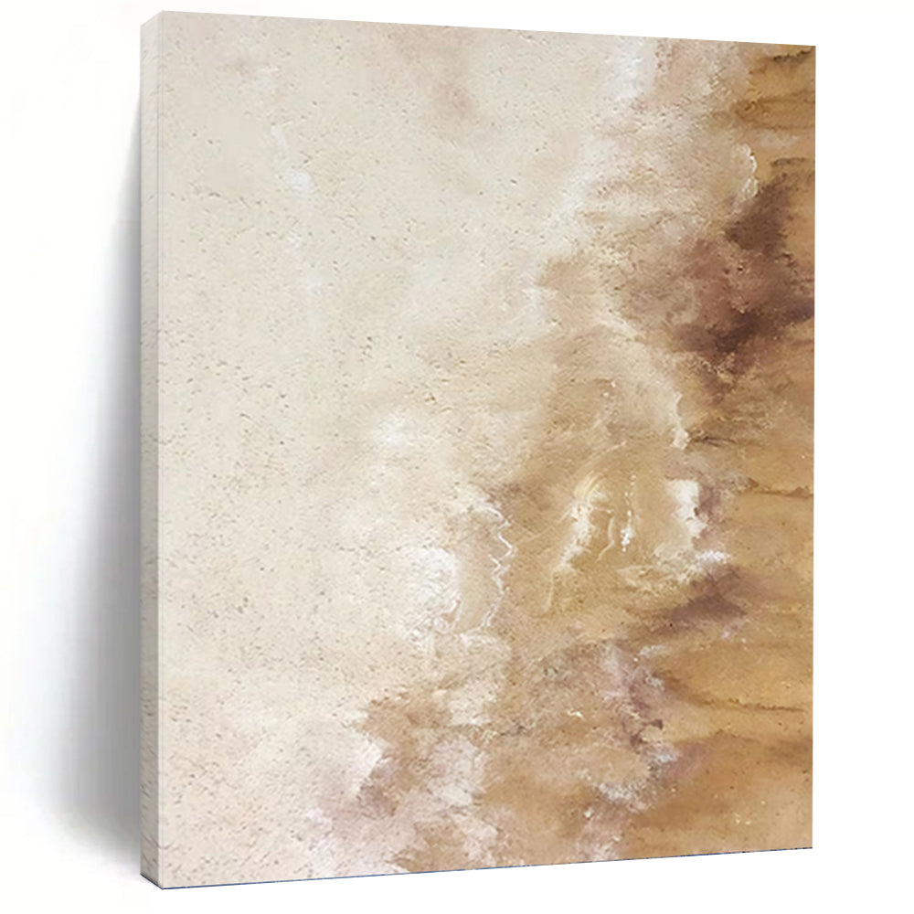 “Beige - Brown Textured Blends” - Impasto Abstract Painting On Canvas PT1223