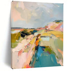 Vibrant Vista Abstract Color - Blocked Landscape, Painting On Canvas PT2146