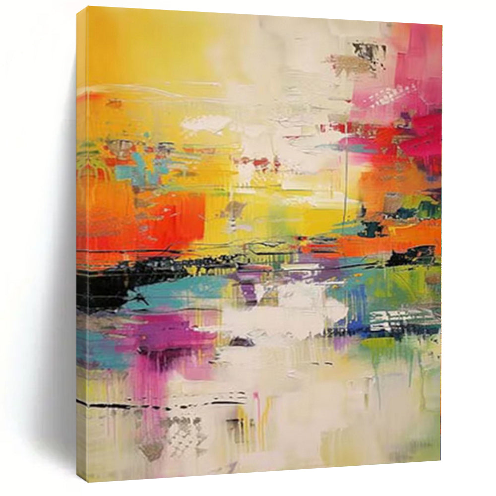 “Vibrant Abstract Landscape in Bright Colors” - Expressive Abstract Painting On Canvas PS0235