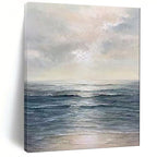 Serene Seaside, Realist Ocean, Oil Painting On Canvas PT2101