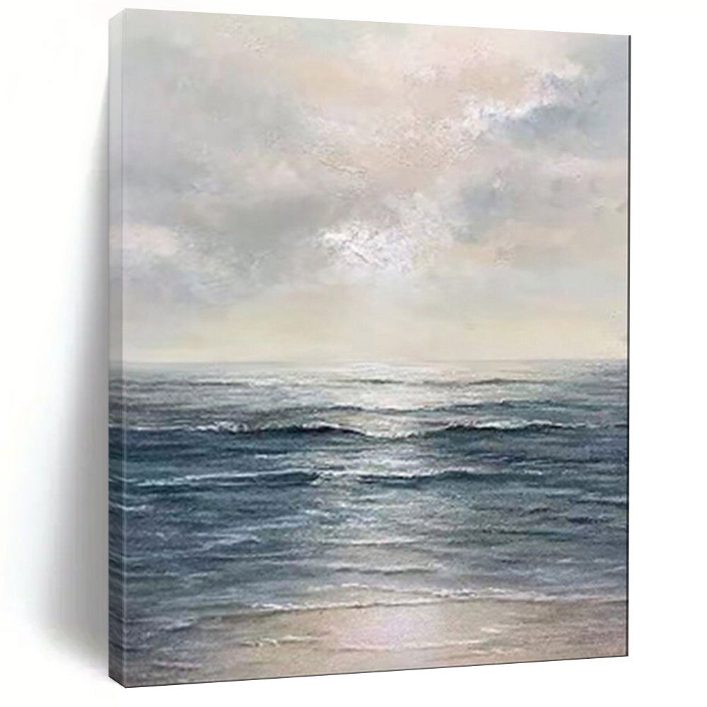 Serene Seaside, Realist Ocean, Oil Painting On Canvas PT2101