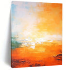 “Orange - Blue Abstract Sunset” - Orange, Blue, Green Abstract Painting On Canvas PS0447