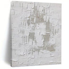 “White Textured Minimalism” - Monochromatic, Textured Abstract Painting On Canvas PT1063