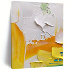 White, Yellow, Blue with Bold Textures "Sunny Textures" Abstract Painting On Canvas PS1346