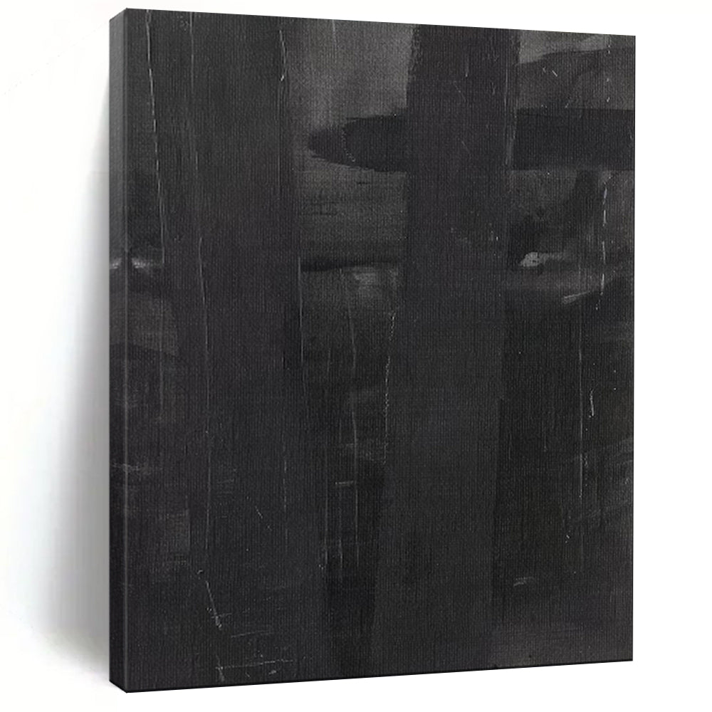 “Moody Black Abstract” - Abstract Dark Painting On Canvas PT1927