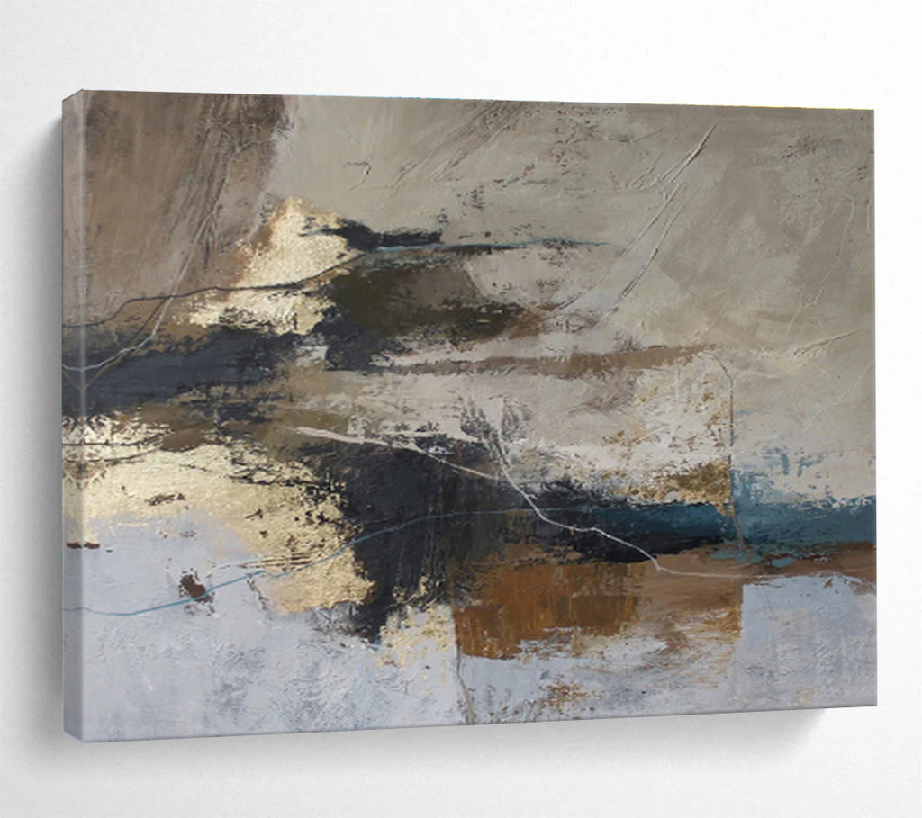 “Neutral - Toned Abstract Fusion” - Earthy Abstract Painting On Canvas DKS511