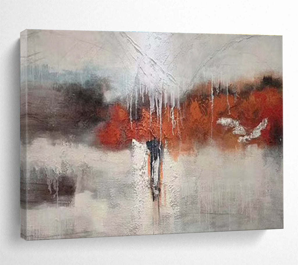 “Red - Grey Dripping Emotion” Abstract Painting On Canvas DKS299