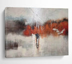 “Red - Grey Dripping Emotion” Abstract Painting On Canvas DKS299