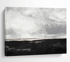 “Black - White Minimalist Horizon” - Monochromatic Calm “Nightfall Shore” Painting On Canvas PT1666