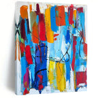 “Colorful Abstract Carnival” - Multicolor, Red, Blue, Yellow, Orange Abstract Expressionist Painting On Canvas PS0646