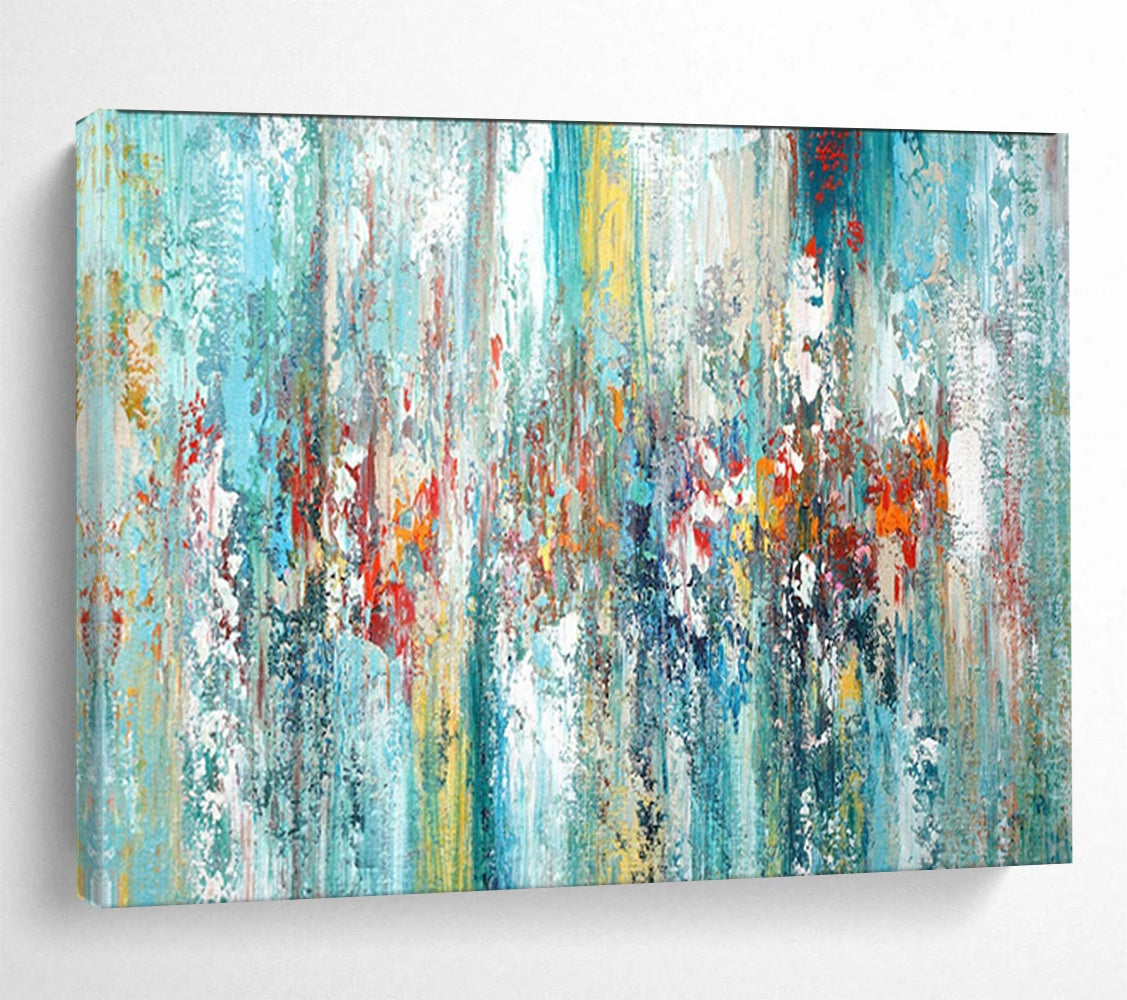 “Vibrant Blue - Green Abstract Blend” - Dynamic Strokes Painting On Canvas PT1515