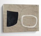 “Minimalist Black, White, and Beige Shapes” - Geometric Minimalist Painting On Canvas PT113