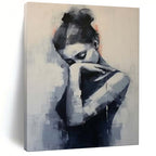 “Monochromatic Abstract Figure in Contemplation” - Abstract Figurative Painting On Canvas PT1910