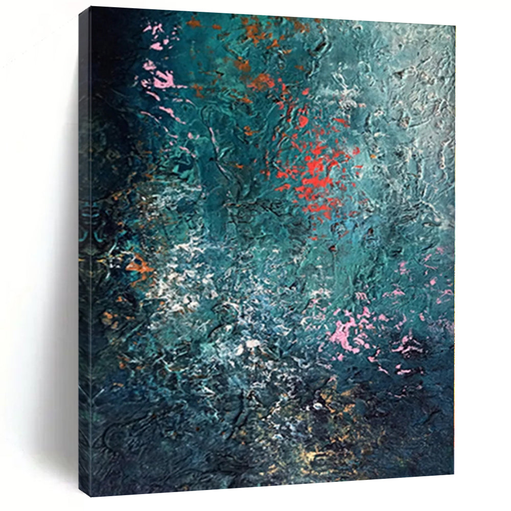 “Teal - Toned Textured Abstract” - Abstract Impasto Painting On Canvas PS0002