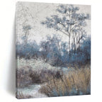 “Misty Forest Blues” - Cool Tones, Woodland Scene Painting On Canvas PT1458