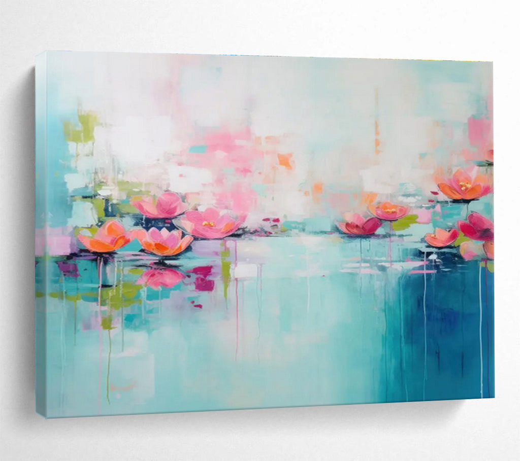 “Impressionistic Water Lily Dream” - Abstract Floral Painting On Canvas DKS493