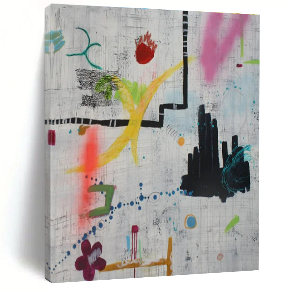 Colorful, Chaotic Doodles "Sketchpad Symphony" Abstract Painting On Canvas PS1413
