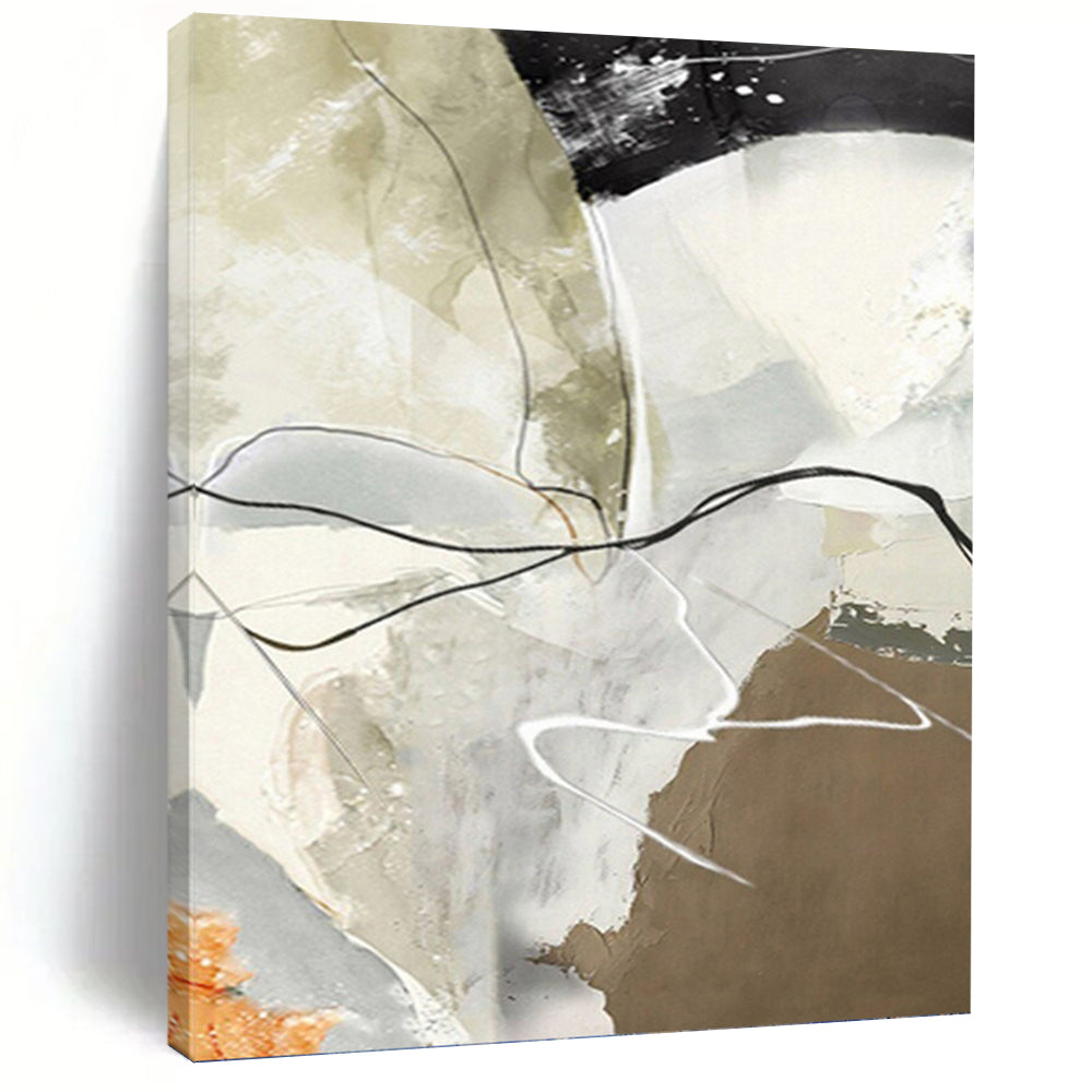 “Grey - White - Black Abstract Lines” - Minimalist Abstract Painting On Canvas PT1225