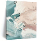 “Teal & Pink Abstract Flow” - Fluid Abstract Painting On Canvas DS277