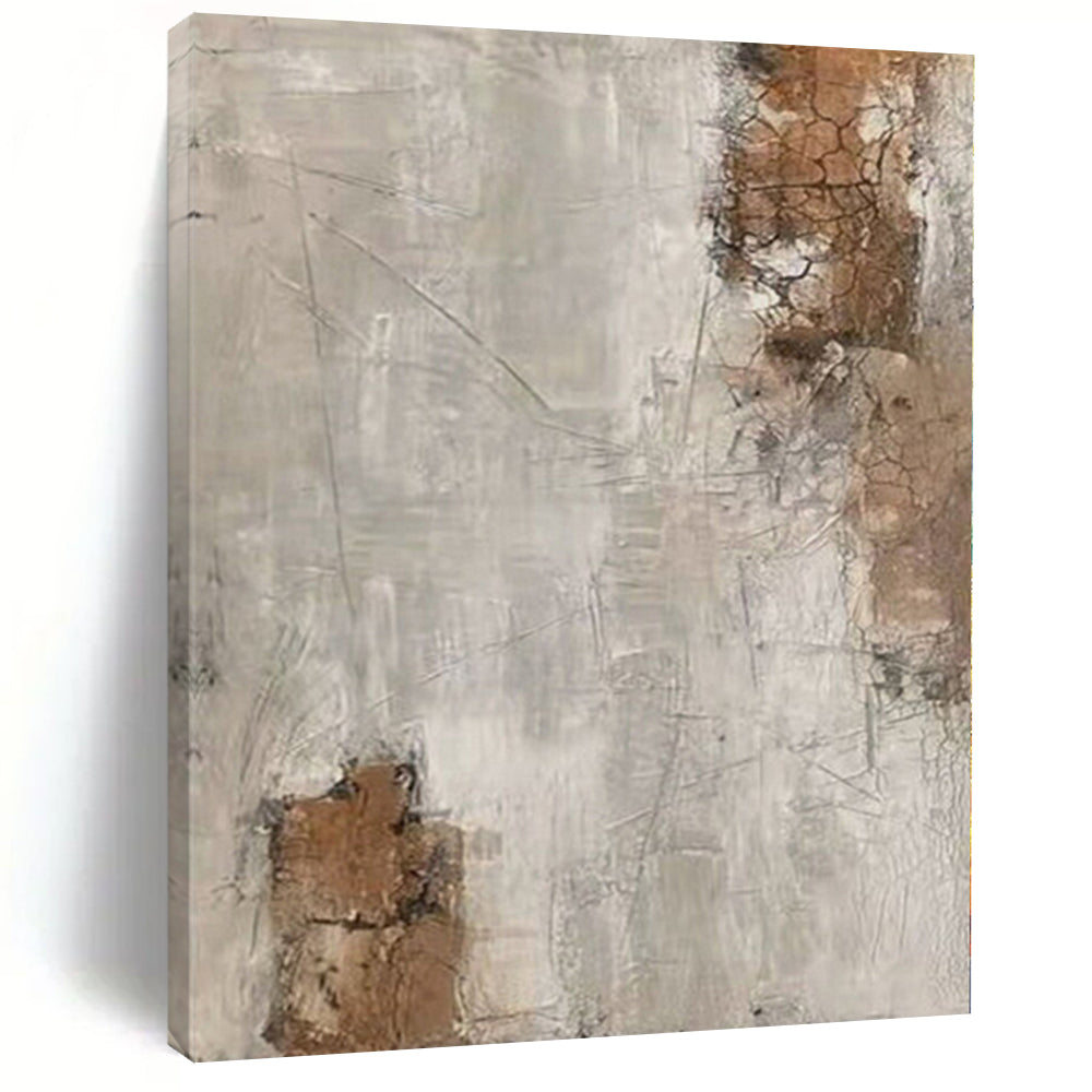 “Gray - Brown Textured Abstract” - Rustic Abstract Painting On Canvas PS0105