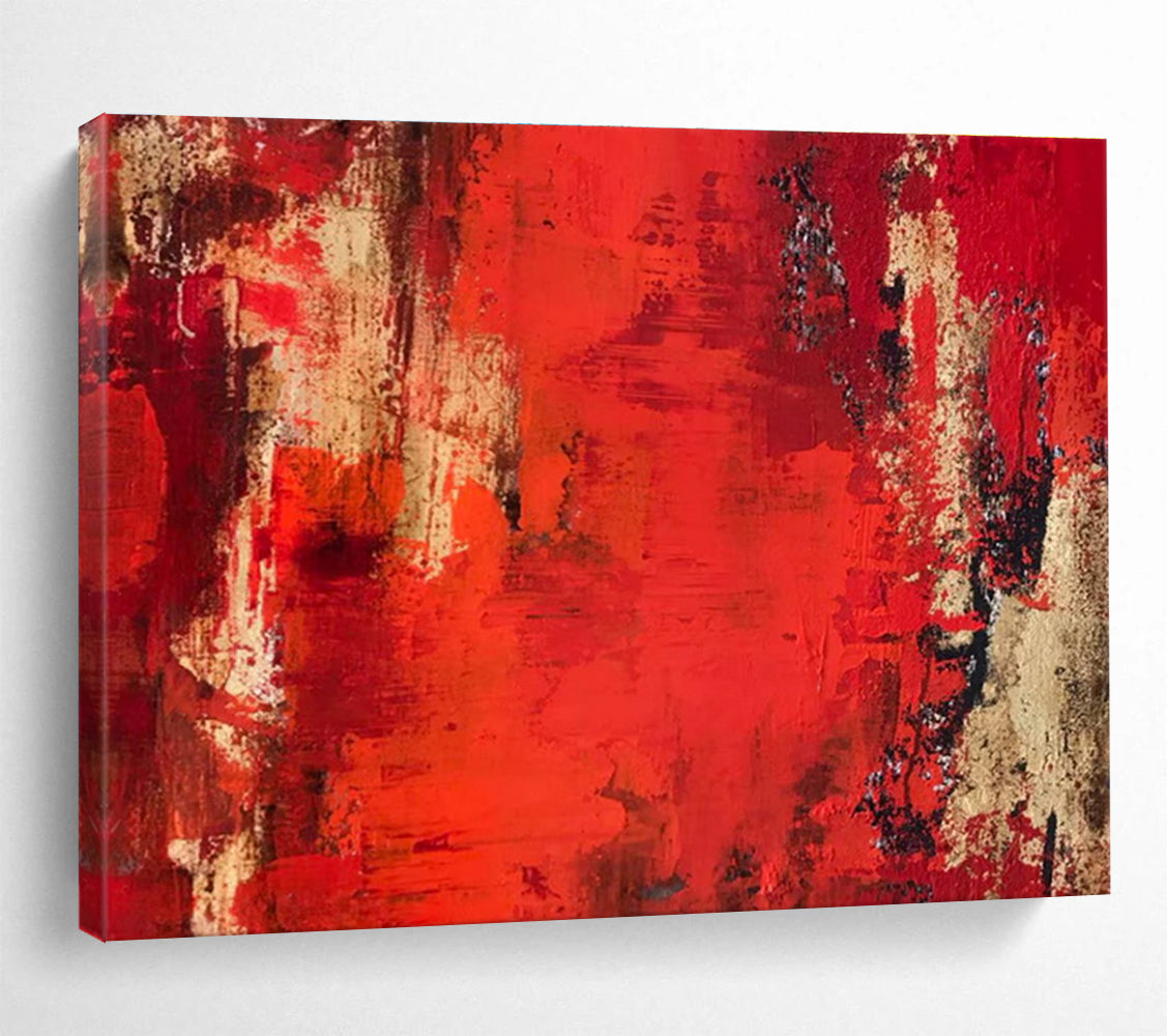 “Red - Brown Textured Passion” Abstract Painting On Canvas DKS296
