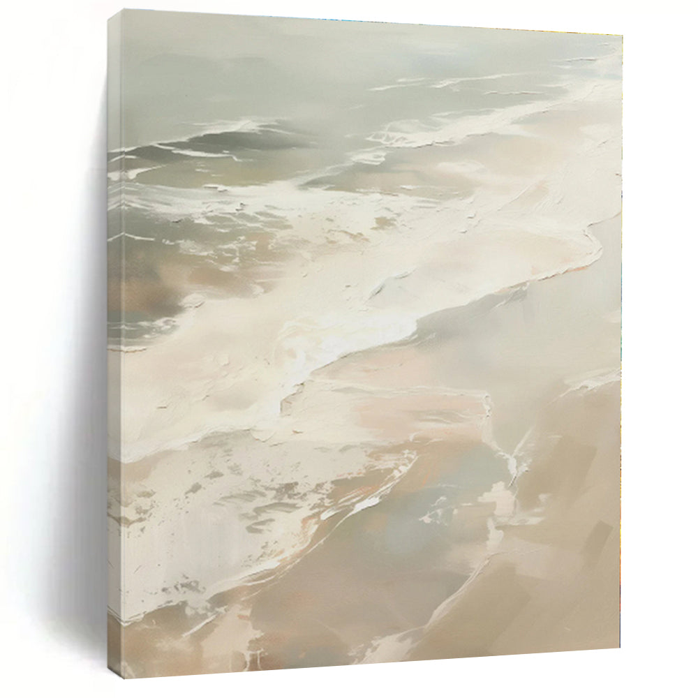 “Soft Beige & White Abstract” - Minimalist Abstract Painting On Canvas PS0421