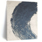 “Blue Curved Stroke on White” - Minimalist Abstract Painting On Canvas PS0426